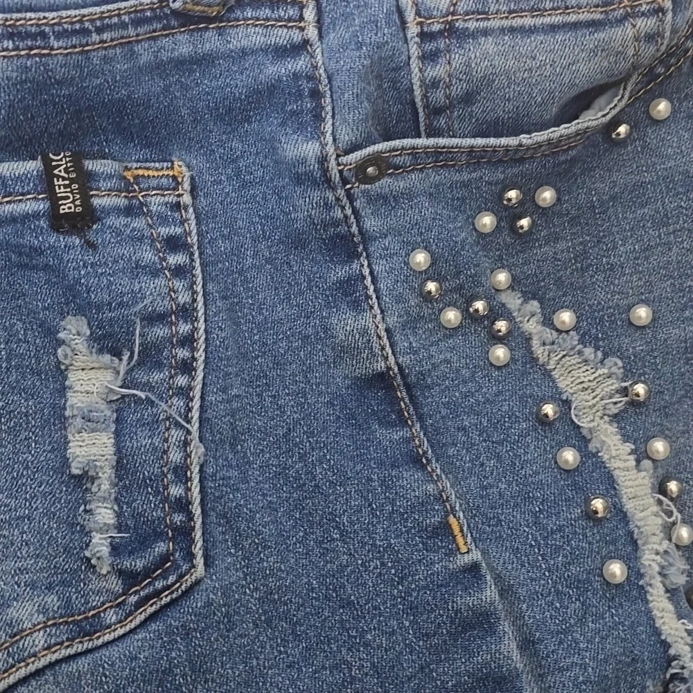 Buffalo David Bitton Jeans Womens Size 2 Blue Distressed Embellished Details - Picture 15 of 16